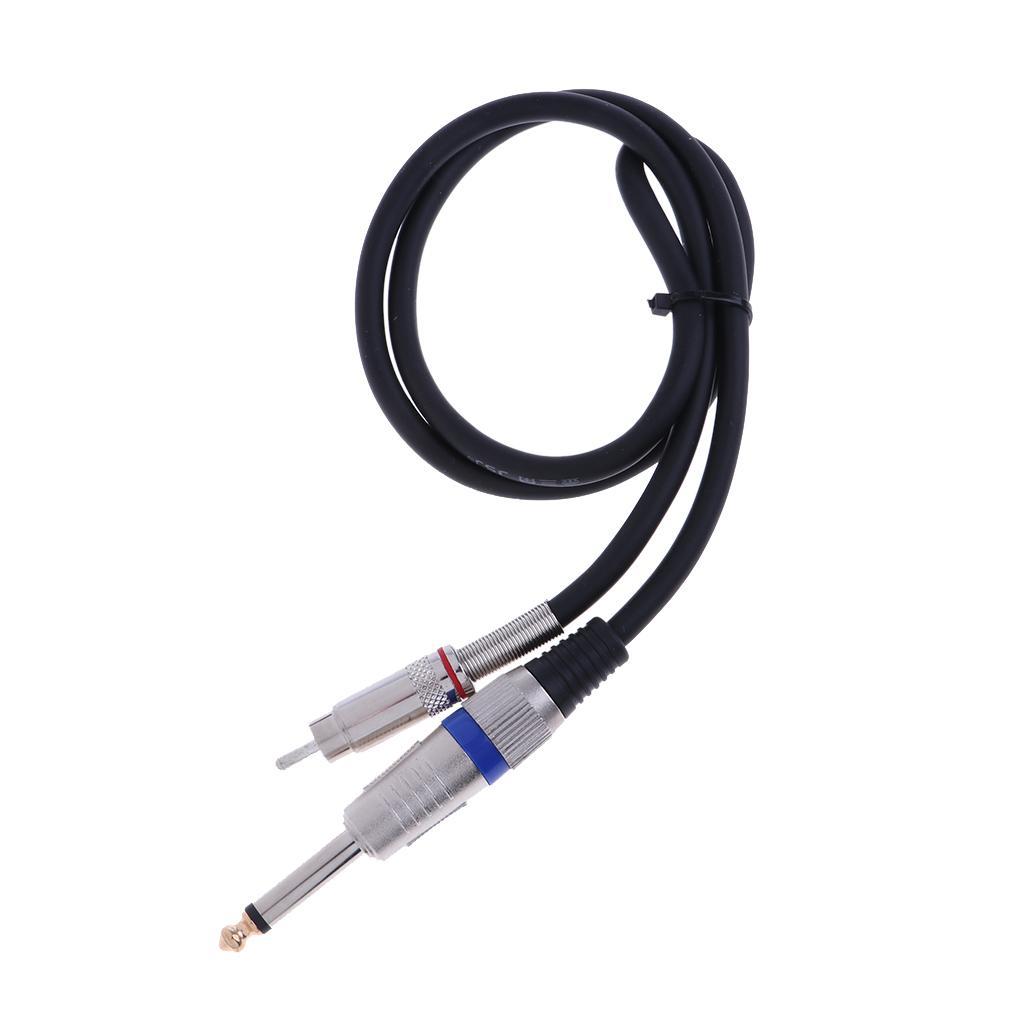 RCA Male to 6.35mm Male Plug Mono Audio AUX Connector Cable Cord 0.5M