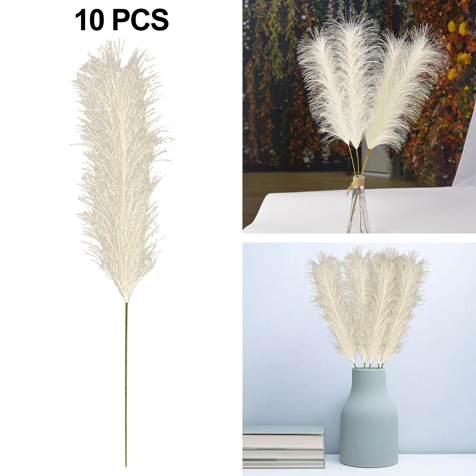 Faux Pampas Grass Bouquet 10pcs 24“/61cm, Natural Artificial Pampas Grass Decor Reed, Boho Wedding Decor, Home Decoration
