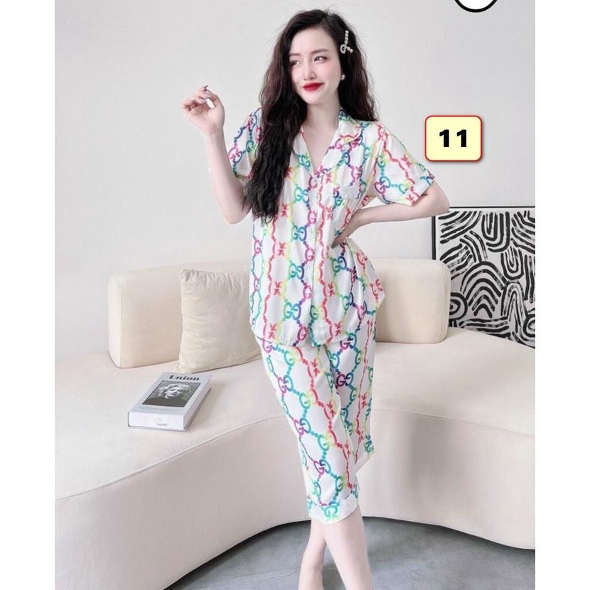 Bộ Pyjma Nữ Quần Lững, Tay Ngắn, Lụa Latin 40-55kg