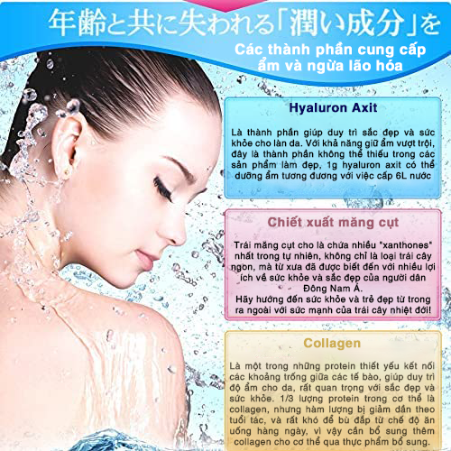 Viên Uống Bổ Sung Collagen, Hyaluronic Acid Và Tinh Chất Trái Măng Cụt Hỗ Trợ Ngăn Ngừa Lão Hóa, Đẹp Da Seedcoms Nhật Bản