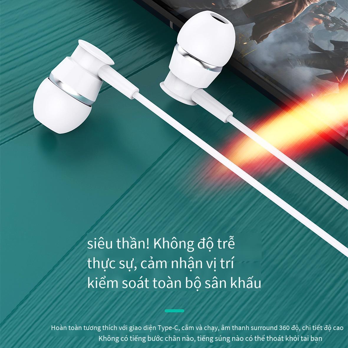 Phong cách mới nhất E033 mới phù hợp với tai nghe điện thoại di động Huawei Xiaomi Type-C tai nghe có dây âm thanh nổi trong tai có micrô