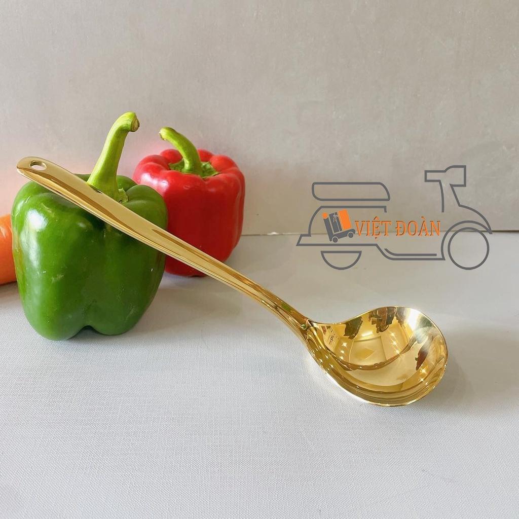 Vá múc canh, muỗng canh INOX Mạ vàng sang trọng, phong cách hiện đại