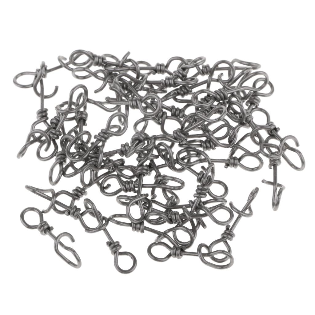 50 Pieces Stainless Steel Quick Lock Fishing Snap Clip Swivel Connector 15mm