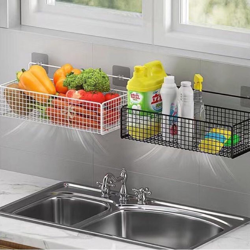 Kệ để đồ nhà tắm, kệ phòng bếp dán tường, hình chữ nhật, kệ thép sơn tĩnh điện