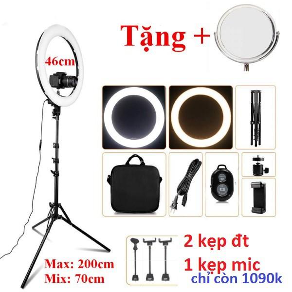 Đèn Livestream make up 46cm ZB R18 kèm remote chụp hình 2 kẹp đt 1 kẹp mic, quay tiktok - bigo