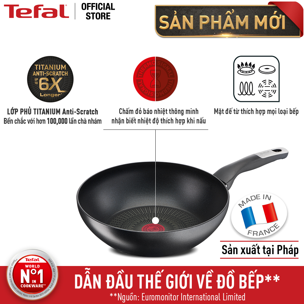 Chảo sâu lòng chống dính đáy từ Tefal Unlimited 28cm, dùng cho mọi loại bếp - Sản xuất tại Pháp - Hàng chính hãng