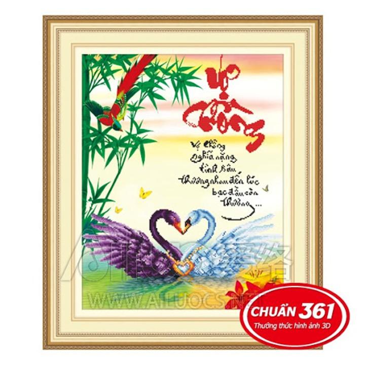 Tranh thêu vợ chồng thiên nga 53336 - kích thước: 52 * 63cm.