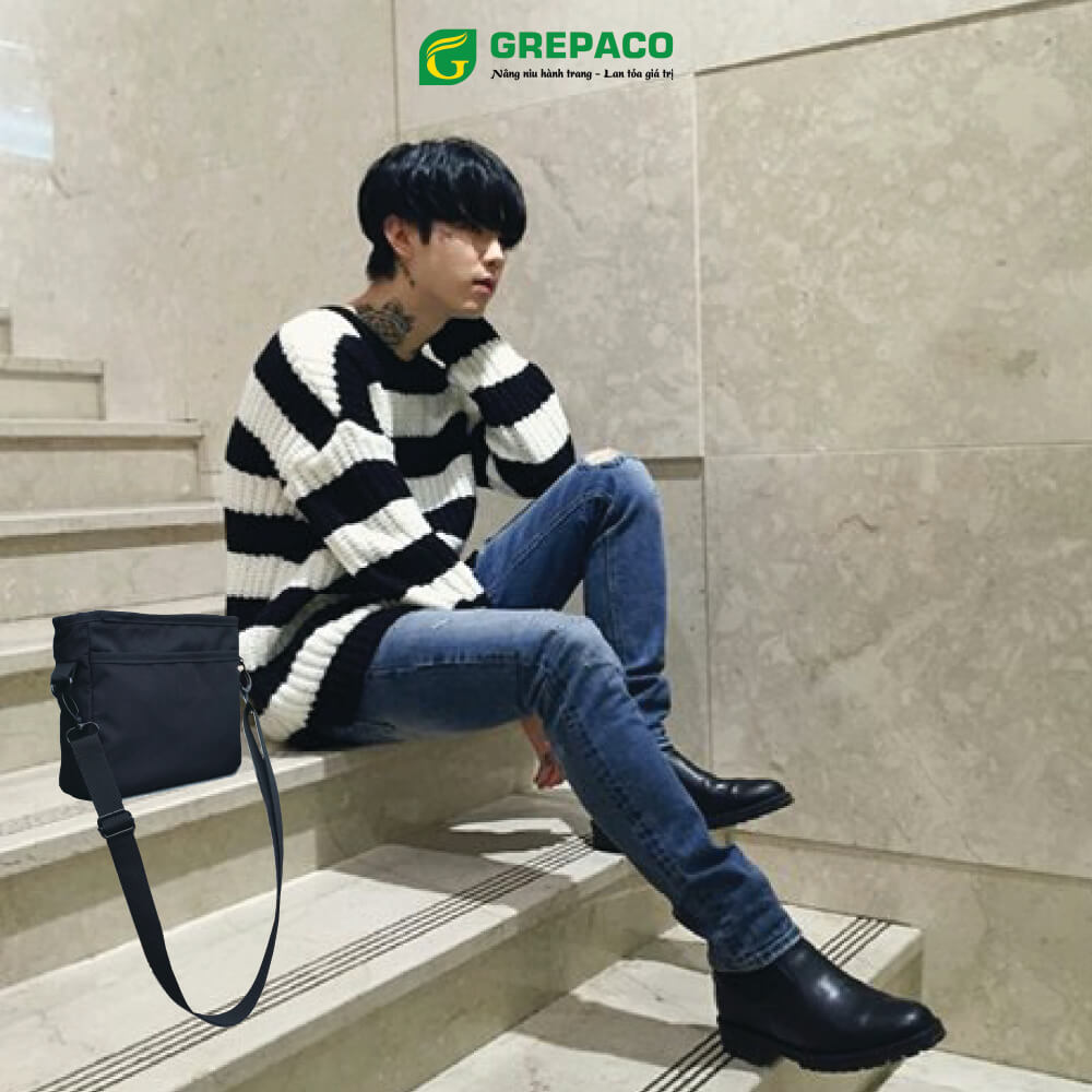 Túi Đeo Chéo Grepaco Nam Nữ Unisex Vải Bố Canvas Tote Chống Nước Dạng Dây Đeo Vai Xách Đa Năng Đựng Điện Thoại Tiền Đi Học Du Lịch Thể Thao Size Mini Phong Cách Thời Trang Hàn Quốc