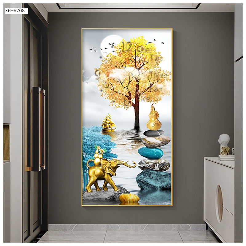 Đồng Hồ Kết Hợp Tranh Tráng Gương Treo Tường - Tranh Tráng Trí Động Vật Và Phong Cảnh Nghệ Thuật