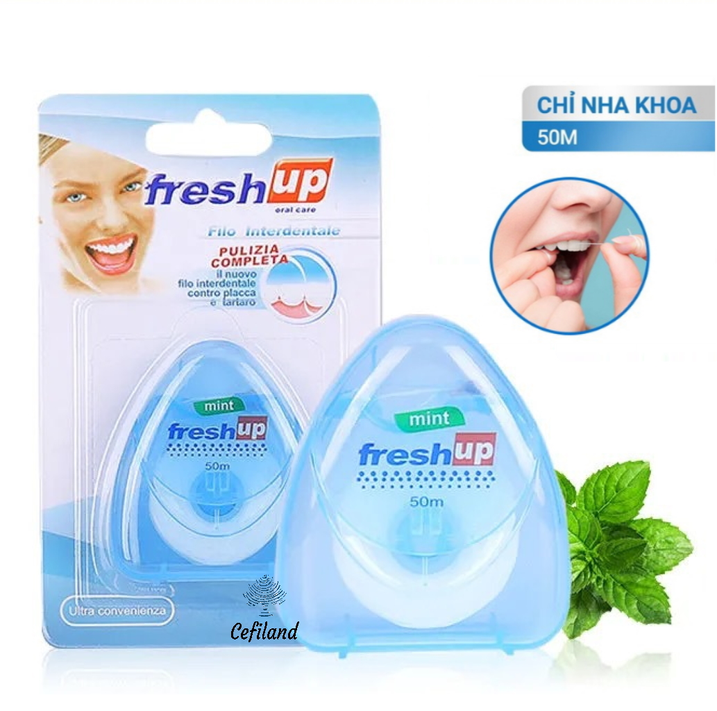 CHỈ NHA KHOA VỆ SINH RĂNG MIỆNG CEFILAND FRESH UP. Model: OralB 010. Chất liệu tơ tằm thiên nhiên, aon toàn bảo vệ nứu.