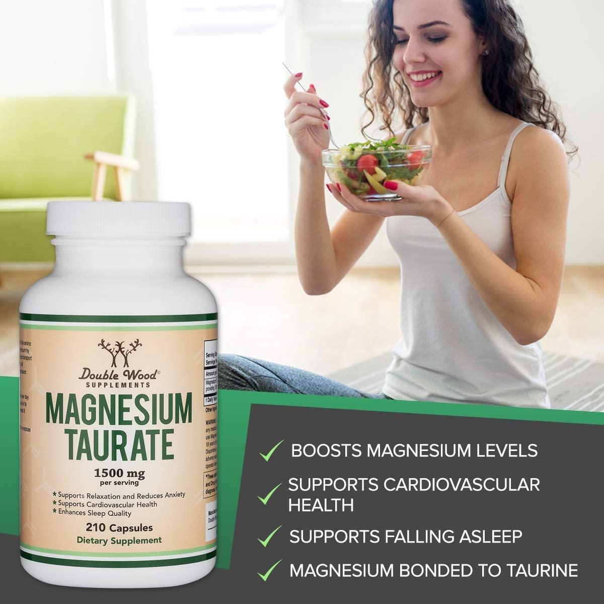 Magnesium Taurate Supplement for Sleep, Calming, and Overall Support 1,500mg Manufactured in USA, 1200 Capsules