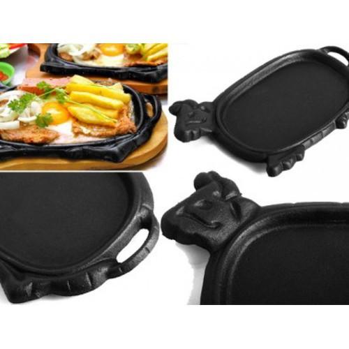 Bộ 5 Chảo Gang Làm Bò Bít Tết Chống Dính Cao Cấp kèm đế gỗ