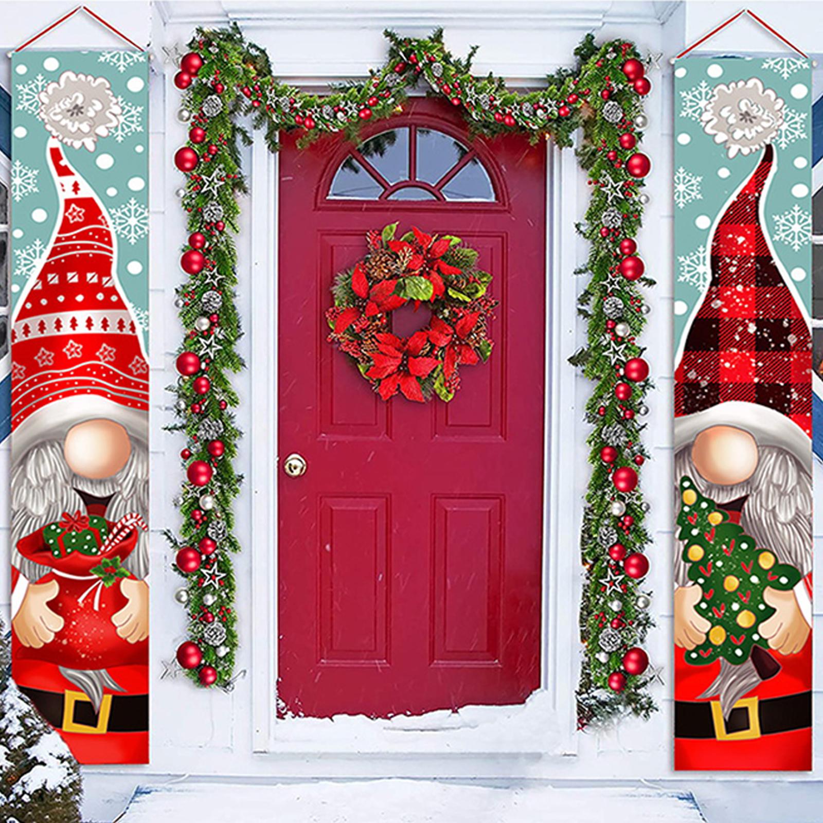 Christmas Porch Sign Merry Christmas Hanging Banner Welcome Christmas Front Door Banner Xmas Hanging Sign Decorations