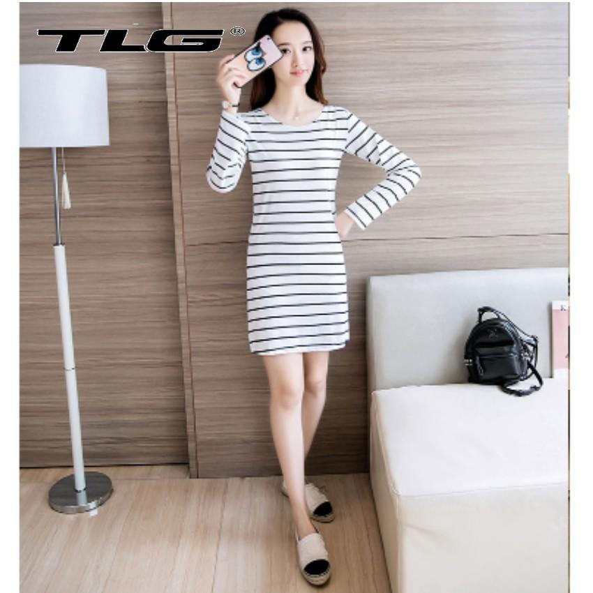 Đầm Suông Sọc Ngang Thời Trang Cao Cấp TLG 206342