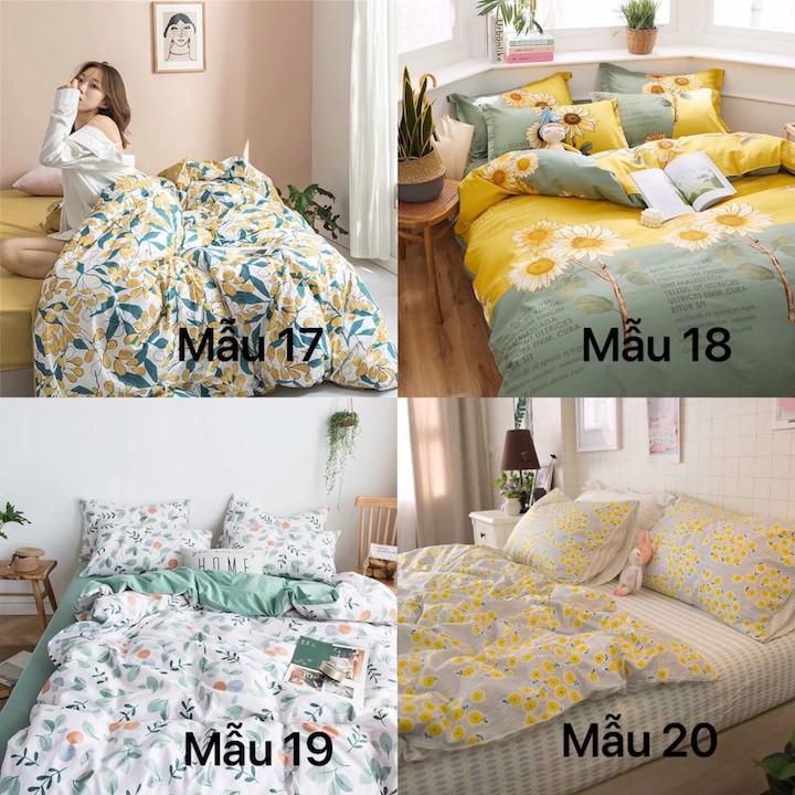 Bộ chăn ga cotton Hàn Quốc hoa nhí phong cách trang nhã, drap giường đẹp