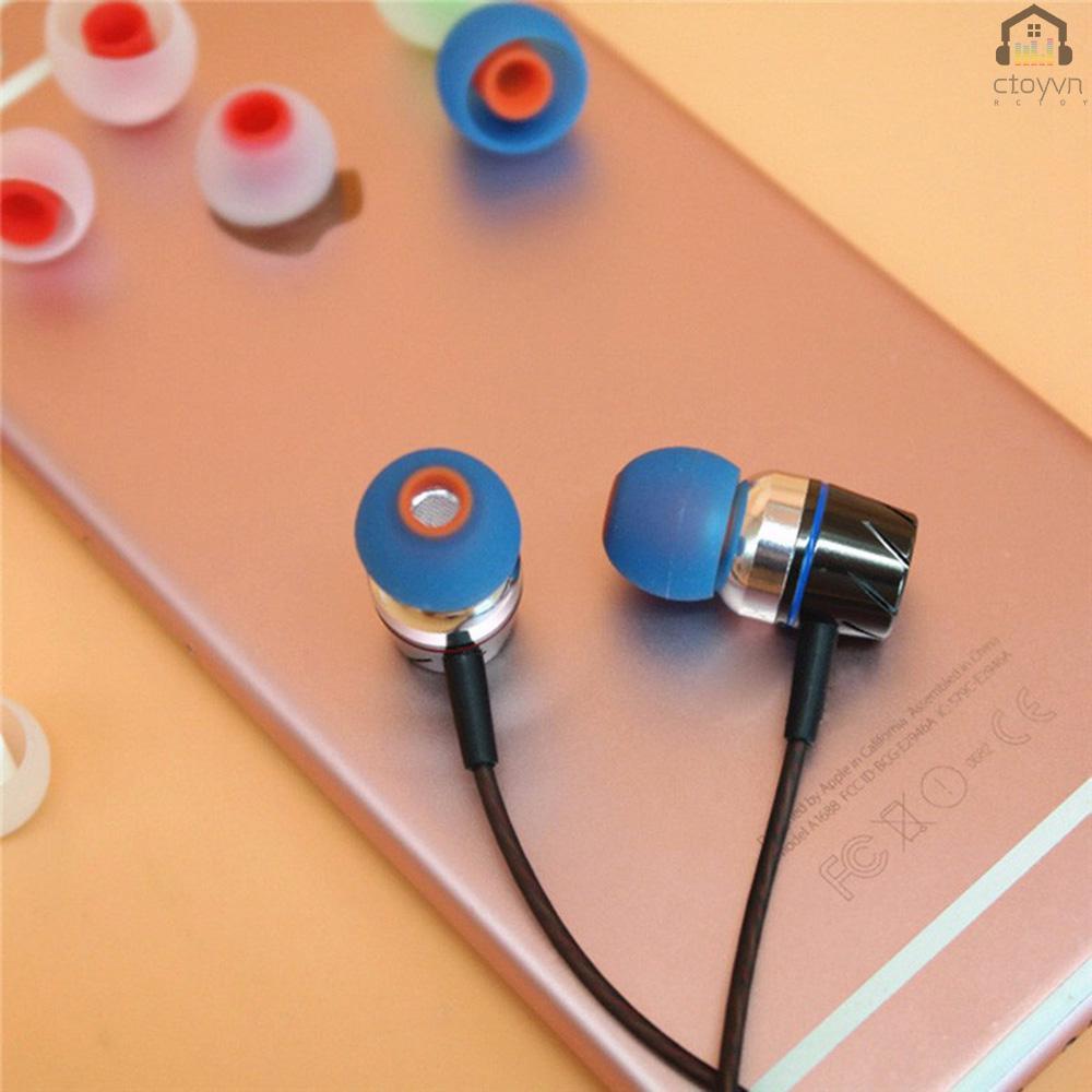 Set 6 cặp 12 nút bọc đầu tai nghe nhét tai bằng silicon mềm hai màu sắc ngẫu nhiên kích thước 3.8mm