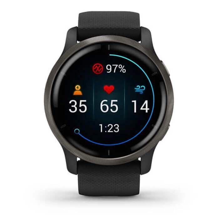 Đồng Hồ Thông Minh Garmin Venu 2 - Slate Stainless Steel Black Case - Hàng Chính Hãng