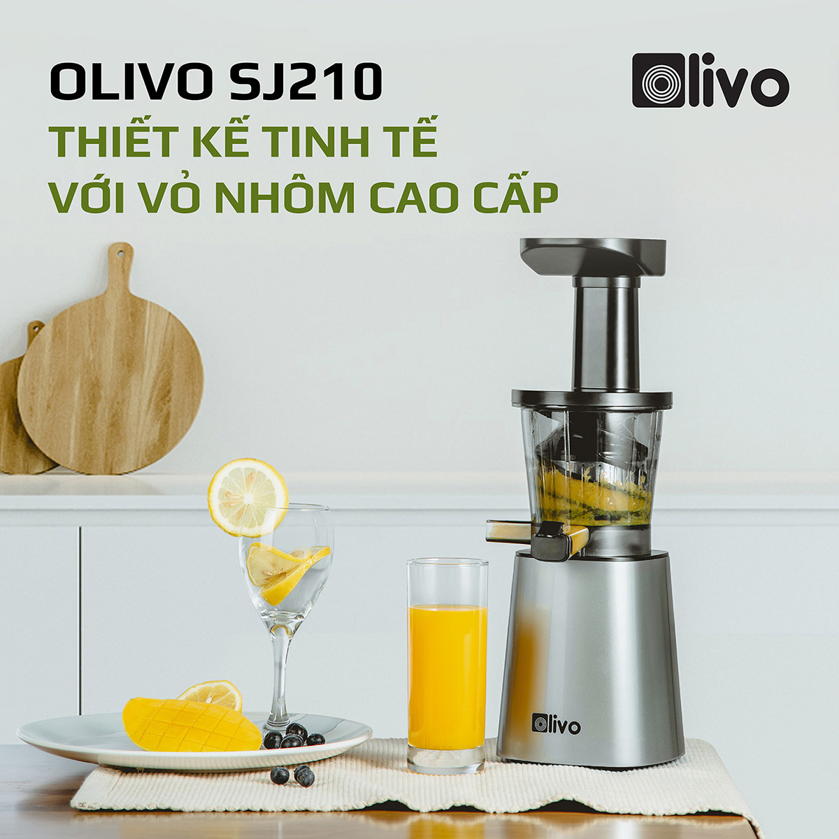 Máy Ép Chậm Olivo SJ210 [CHÍNH HÃNG] Làm Kem, Ép Rau Củ Quả, Ép Đậu Nành 3 Trong 1, Ép Kiệt Bã 99% Thiết Kế Đột Phá, Dễ Dàng Vệ Sinh