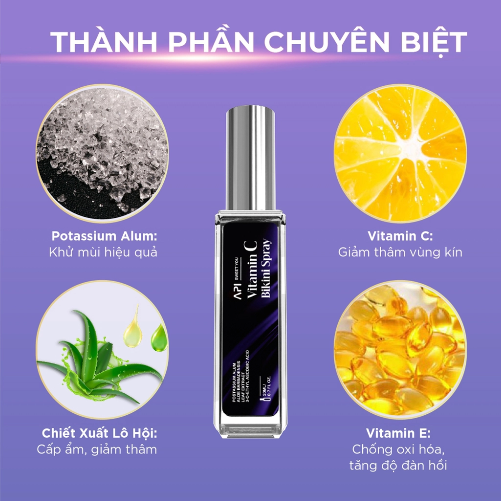 Xịt Khử Mùi Bikini Api - Xịt Bikini Quyến Rũ Spays Mee Natural Giảm Thâm Ngừa Khuẩn 20ml