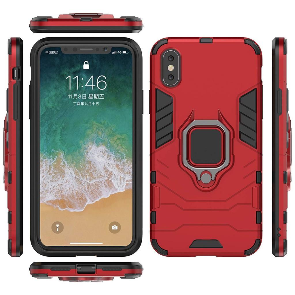 Ốp lưng cho iPhone XS Max iron man chống sốc kèm nhẫn xoay chống xem video bảo vệ camera
