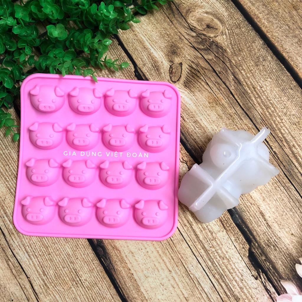 Khuôn SILICON làm chè Heo tắm tiên + 16 Mặt Heo. Làm chè thạch rau câu đầu heo dễ thương. Mềm dẻo co giãn dễ vệ sinh
