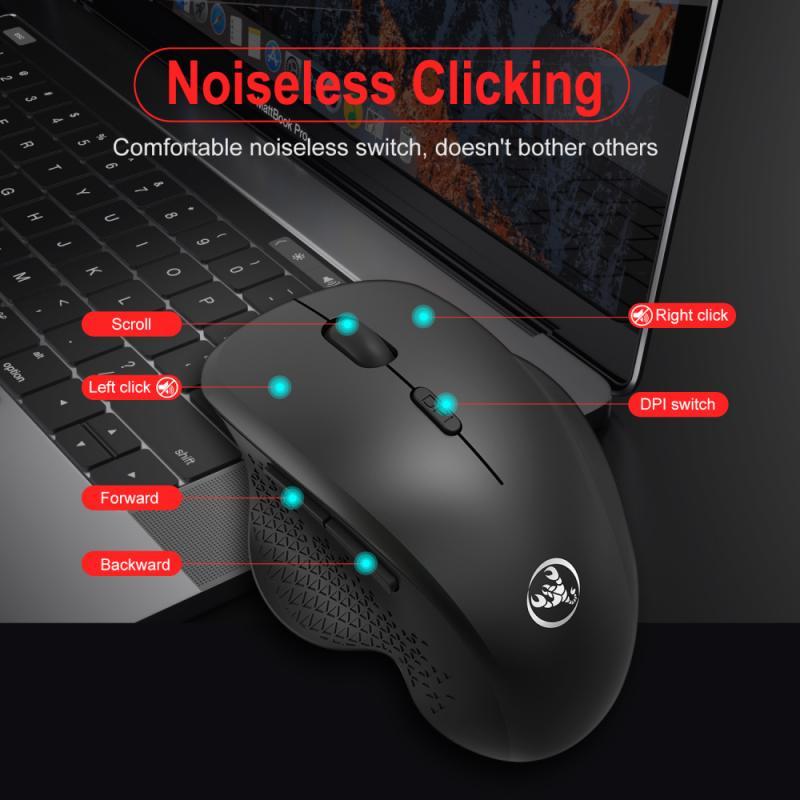 T68 2.4G Không Dây Chơi Game 6 Nút Tắt Tiếng Chống Trơn Trượt Đệm Họa Tiết Thiết Kế Thẳng Đứng Quang 3-Tốc Độ 800-1600 DPI
