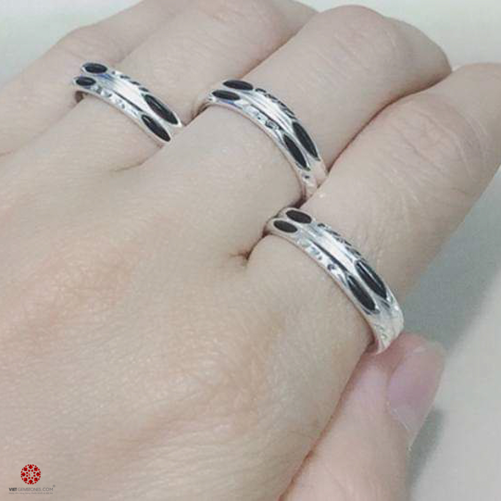 Nhẫn bạc lông voi nhân tạo may mắn - Kiểu nhẫn đôi