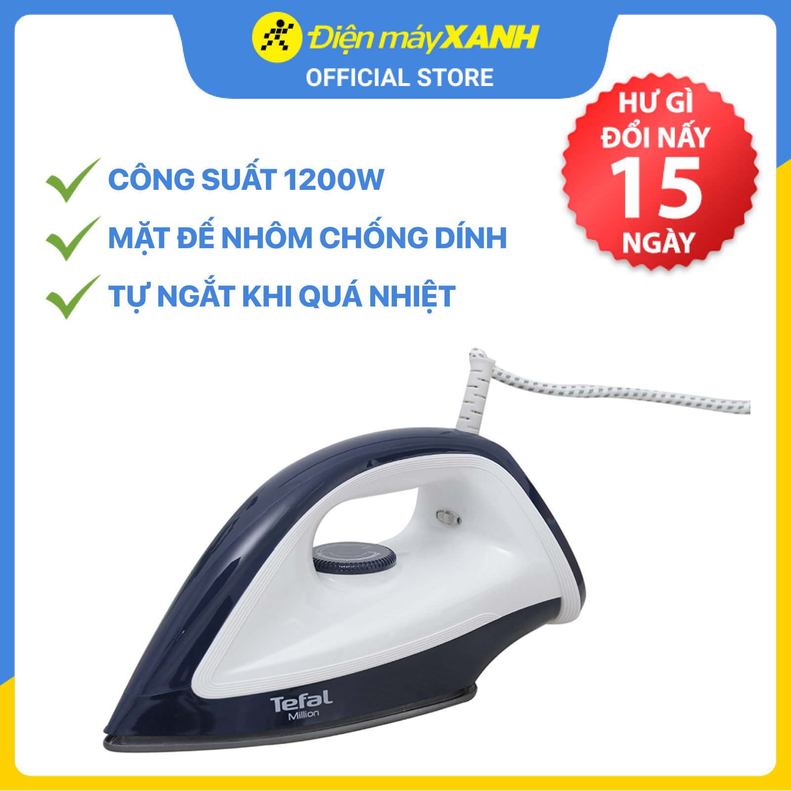 Bàn ủi khô Tefal FS2620L0 (Đen-trắng) - Hàng chính hãng