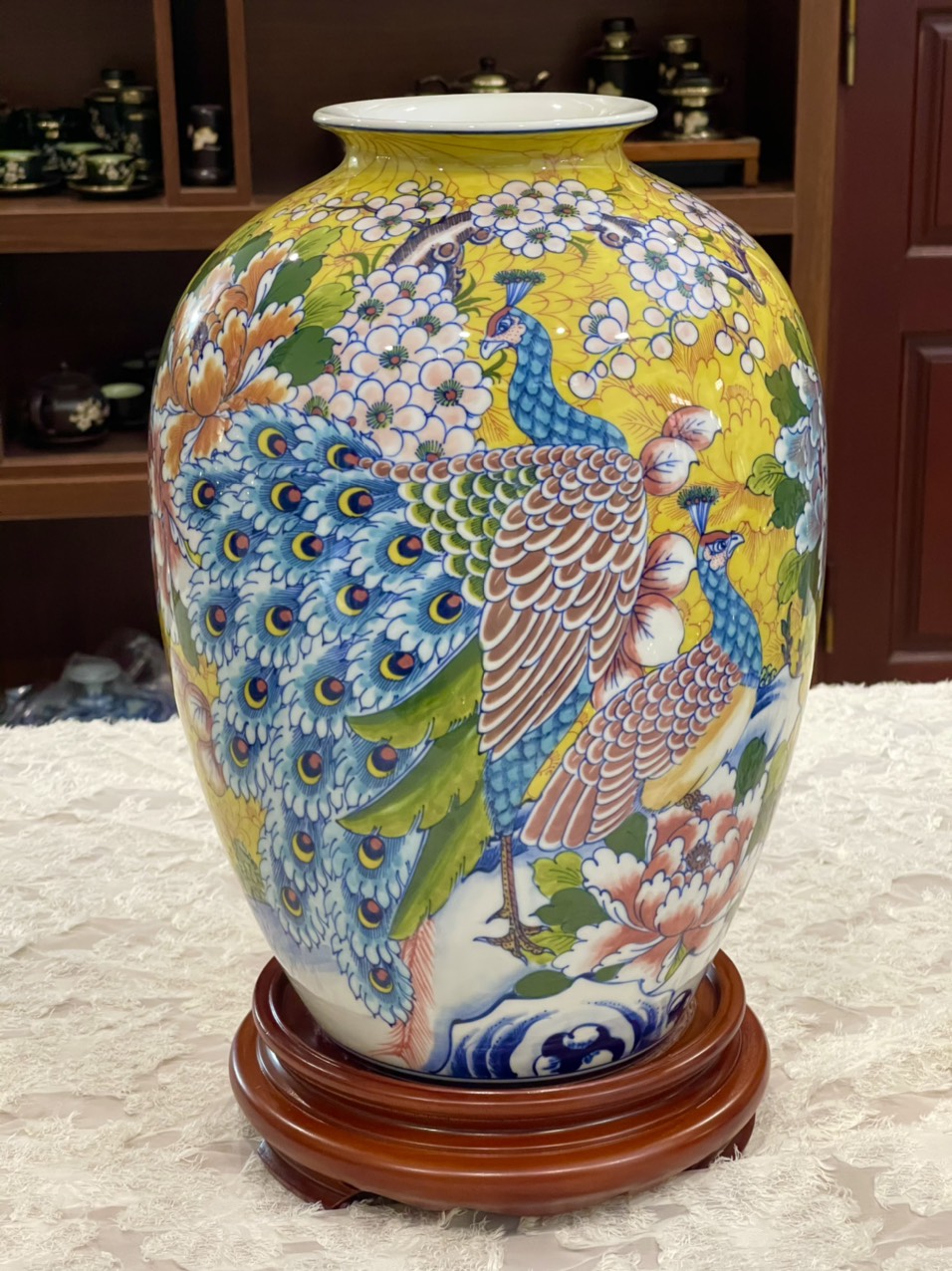 BÌNH HOA CHIM CÔNG GỐM BÁT TRÀNG CAO 42