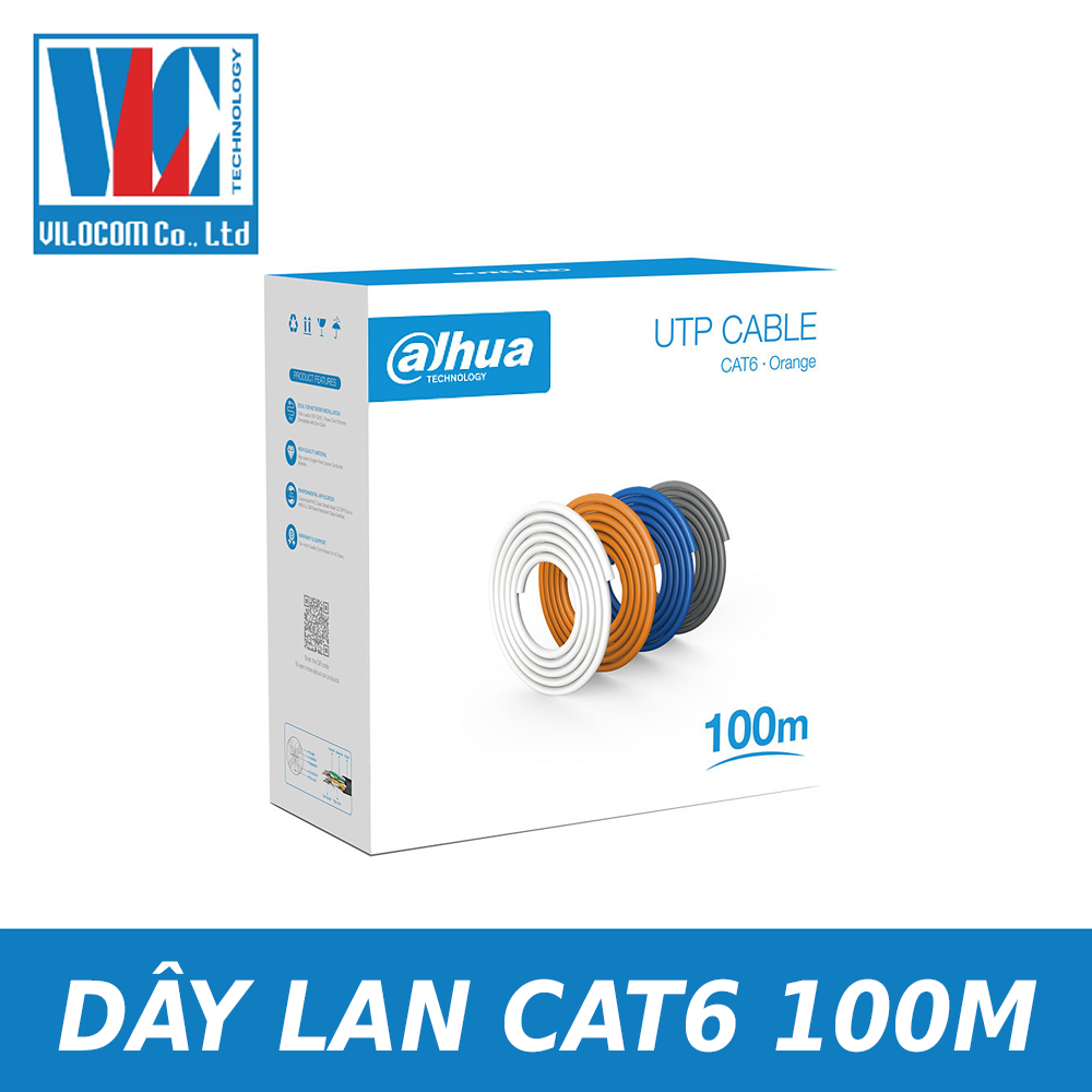 (Hàng chính hãng)Dây mạng Dahua Cat 6 (DH-PFM9221-6UN-C-100) (100m) đơn vị thùng 1 thùng 100m-Hàng chính hãng