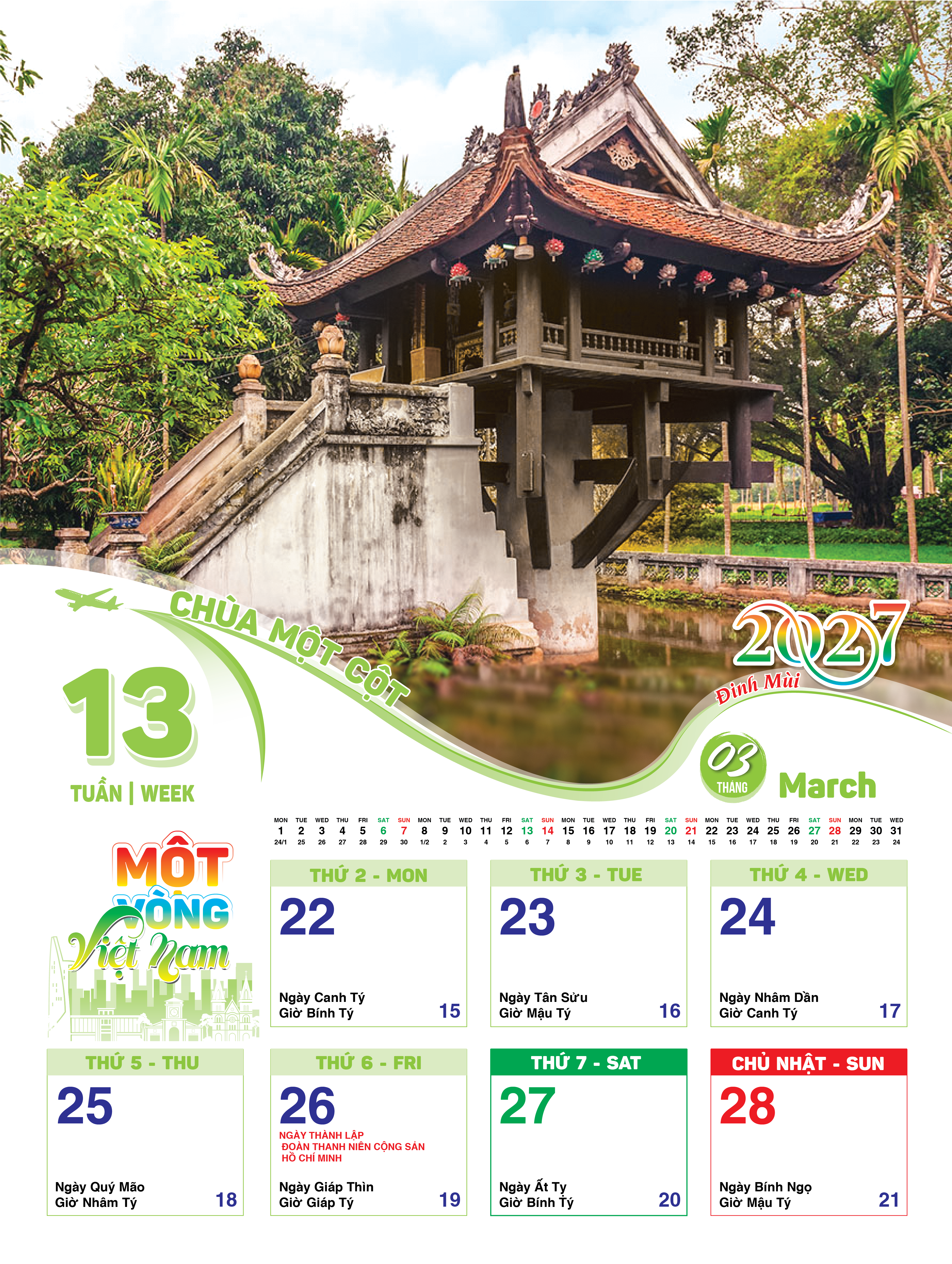 Lịch Tết 2027 - Lịch Treo Tường 52 Tuần (Mỗi Tuần Xé 1 tờ)