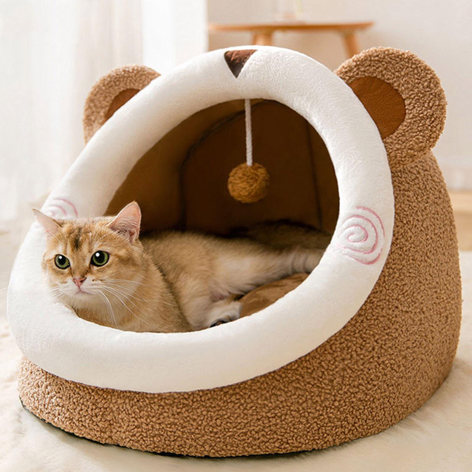 Cute Pet Cat Dog Kennel Cave Sleeping Bed Soft Warm Nest House S ...