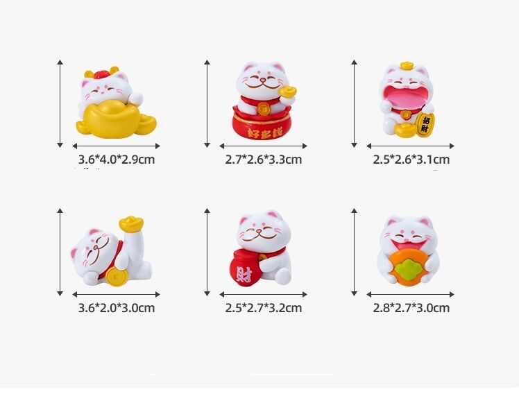 Mô Hình Mèo Lucky Mini Bộ Lục 6 Cái Trang Trí DIY_ Hàng chính hãng