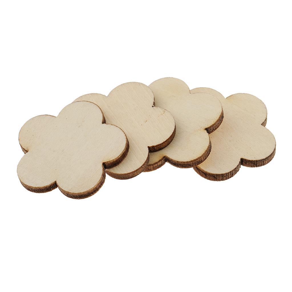 Multiple Shape MDF Unfinished Wooden Pieces Blank Plaque DIY Craft 60 Pieces
