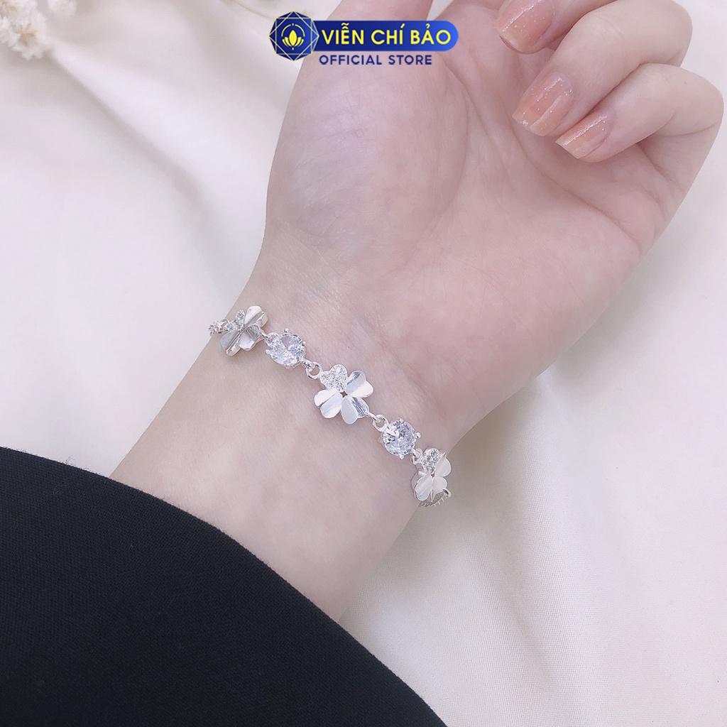 Lắc tay bạc nữ Cỏ bốn lá may mắn chất liệu bạc 925 thời trang phụ kiện trang sức nữ Viễn Chí Bảo L400106