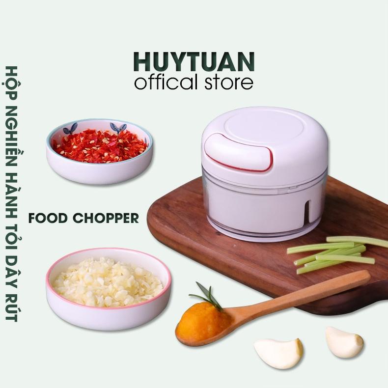 Dụng cụ xay tỏi, ớt, gừng, hành khô - nghiền thực phẩm dây rút mini FOOD CHOPPER