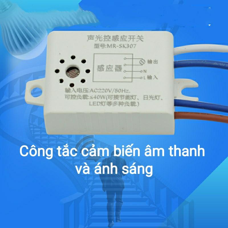 Công tắc cảm biến âm thanh và ánh sáng giúp bật/tắt bóng đèn trong nhà, cầu thanh, sân vườn...