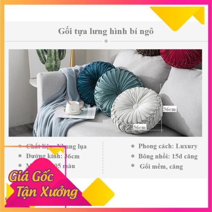 Gối tựa sofa hình bí ngô bánh xe sang chảnh, vải nhung cao cấp