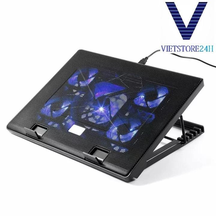 Đế tản nhiệt Cooler Pad S500 5 Fan siêu làm mát Laptop, đế nâng lên hạ xuống được