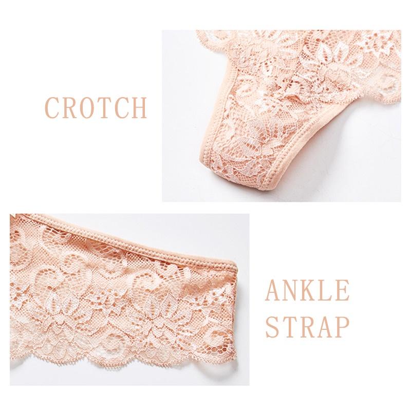 Lace Thong Women Sexy Underwear Low Waist Panties Ice Silk Material Embroidery Floral Comfortable Breathable S-XXL