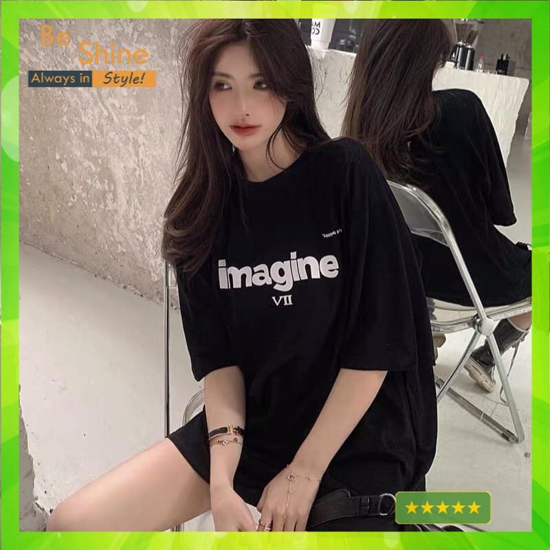 Áo thun cotton in chữ imagine - Áo phông Unisex Nam Nữ Form Rộng