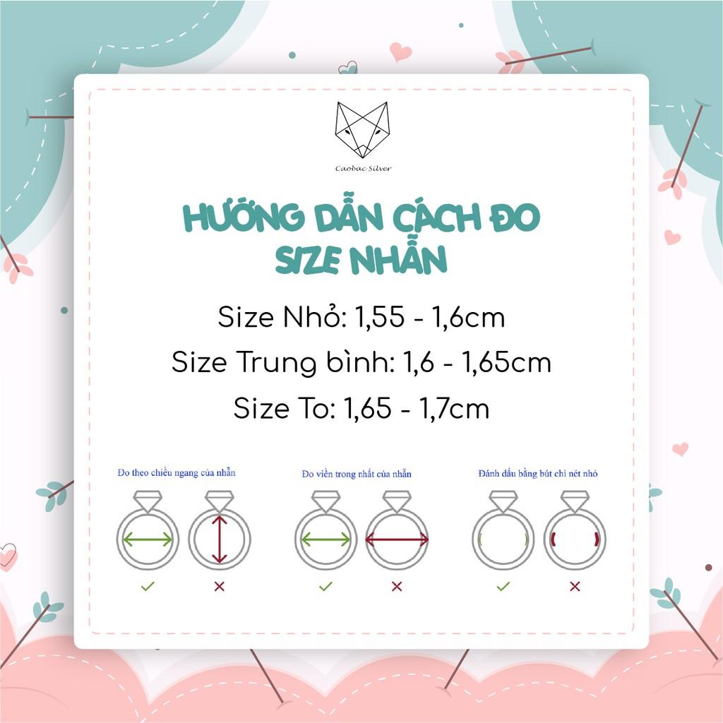 Nhẫn Bạc Nữ Cao Cấp S99 CaoBac Silver Đính Đá Hai Hàng Phong Cách Đơn Giản Nhẹ Nhàng