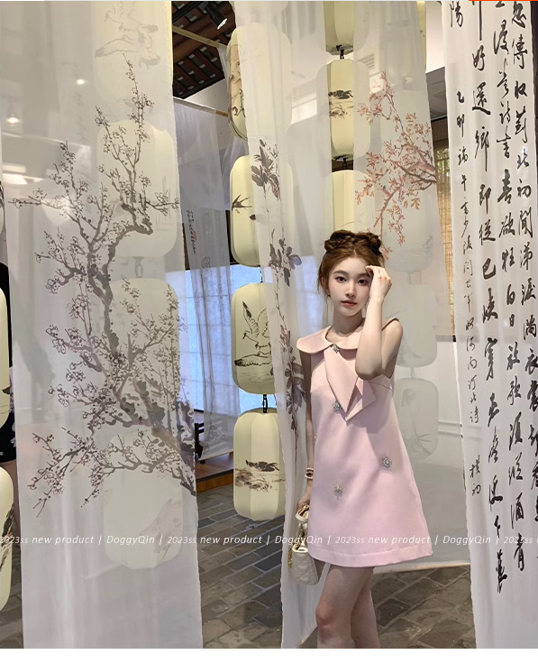 CHENGRUI Búp bê Pháp cổ công chúa đầm 2023 mùa hè cao cấp cảm giác khí chất nhỏ một từ ngắn