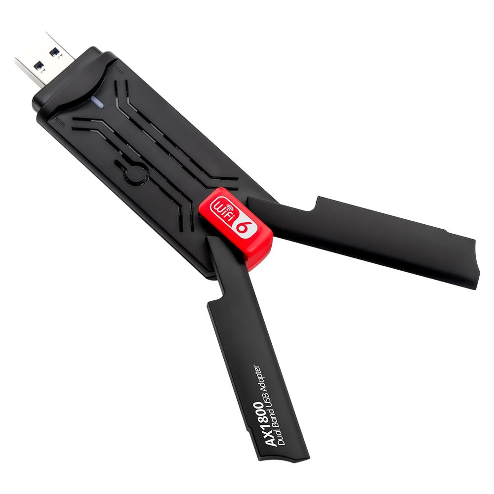 1800Mbps WiFi6 USB3.0 WiFi Adapter 2.4Gand5G Dual-band Wireless Network Card with High-gain Antennas Support Win7/Win10/Win11