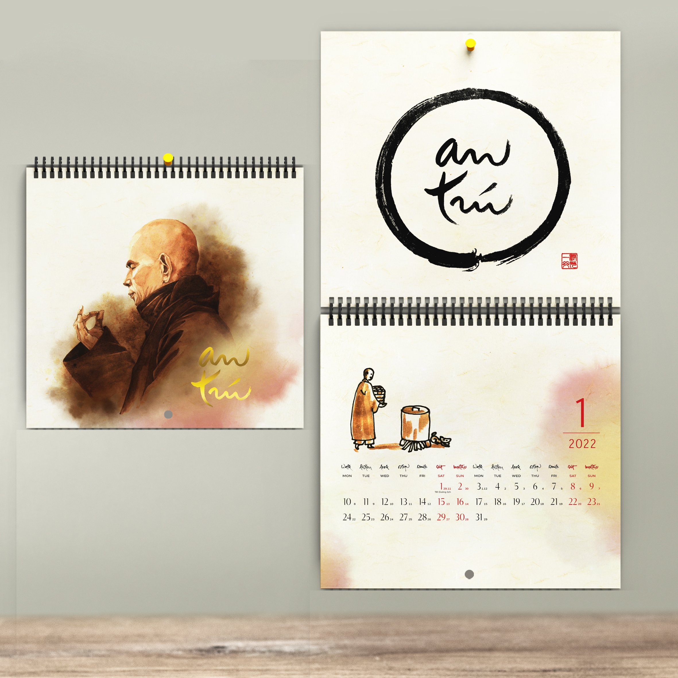Lịch Treo Tường - Lịch Thư Pháp Làng Mai 2022