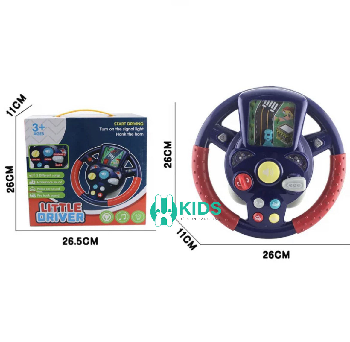 Đồ chơi vô lăng tập lái có game điều khiển đua xe ô tô giả lập kèm hiệu ứng nhạc và âm thanh cho bé