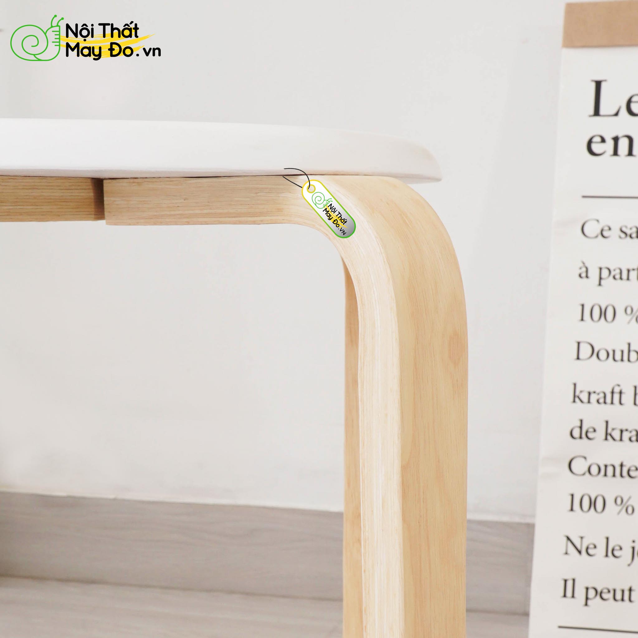 Ghế Đôn - Pin Stool - Thiết Kế Chân Trụ Cách Điệu Sang Trọng - Lắp Ráp Đơn Giản - Màu Trắng