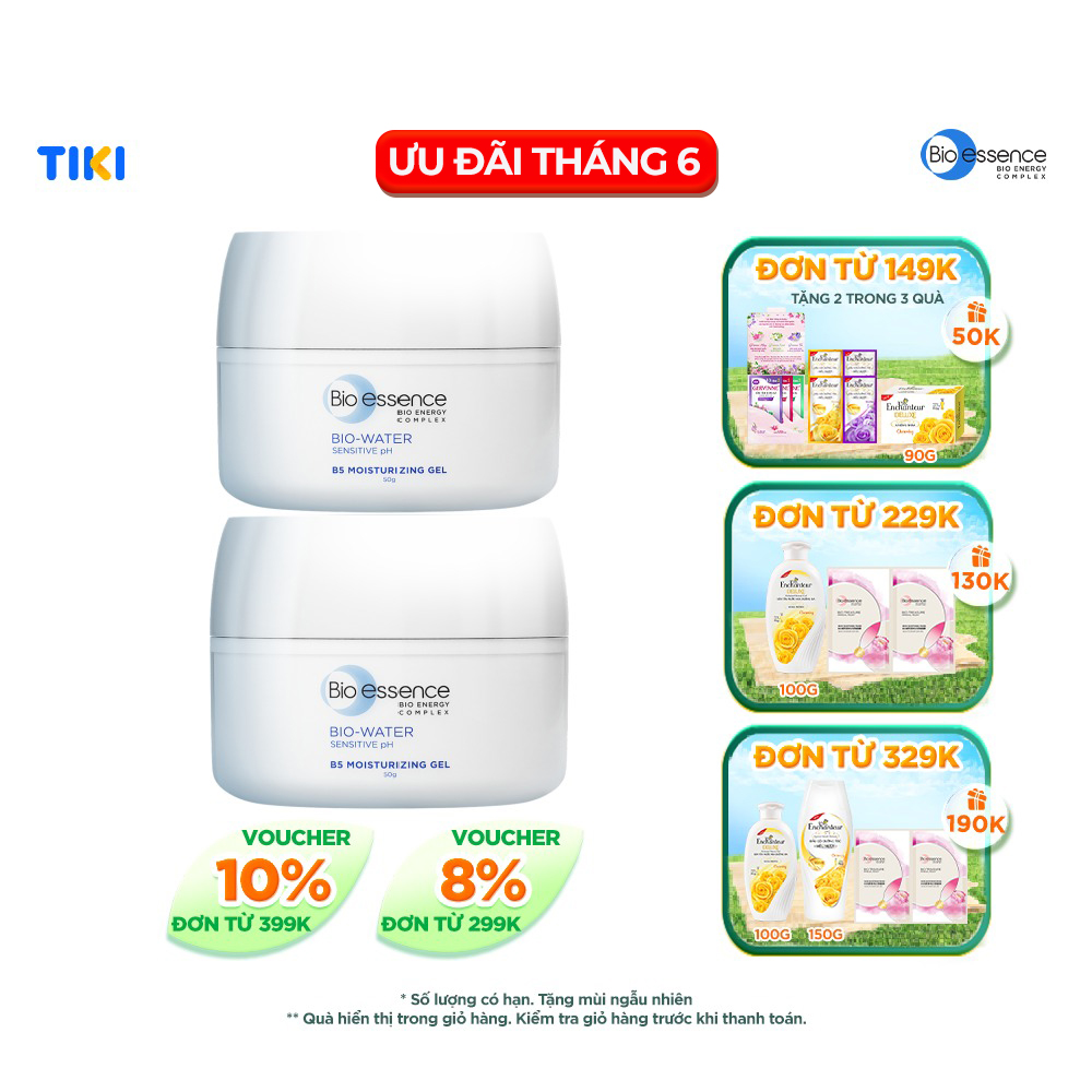 Combo 2 Kem dưỡng ẩm dạng gel Bio-Essence Bio-Water Vitamin B5 Moisturizing cream gel 50g