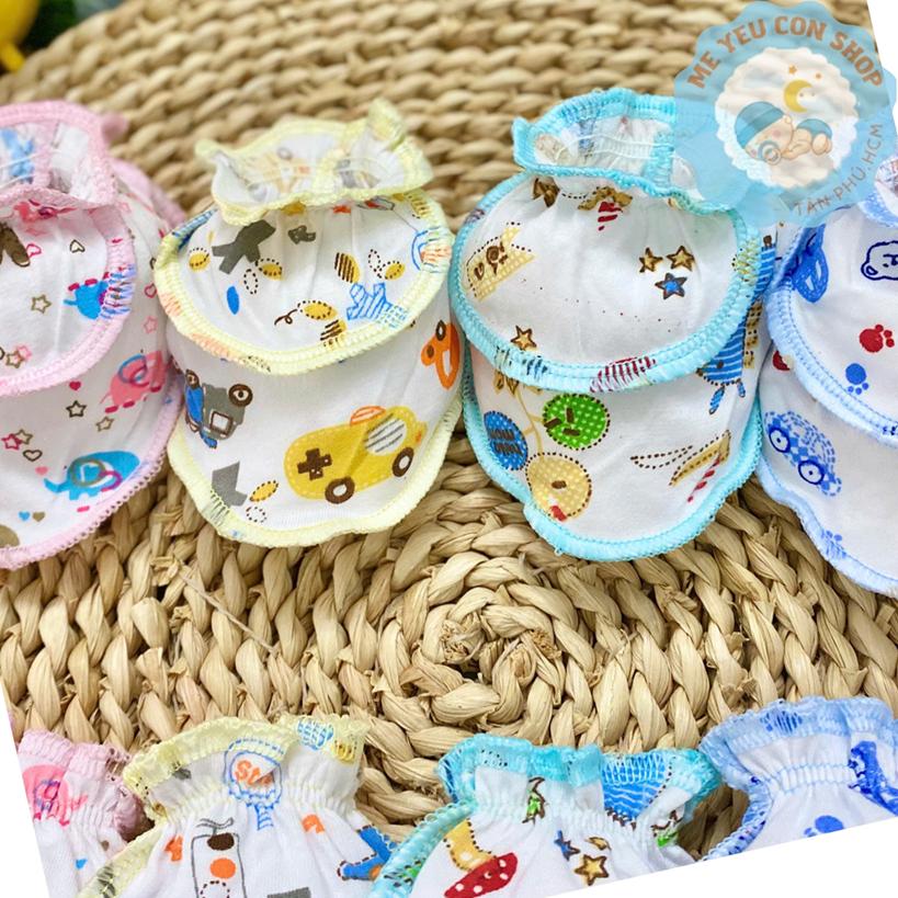 Set Bao tay bao chân cotton cho bé sơ sinh nhiều mẫu - Hiệu Mintuu