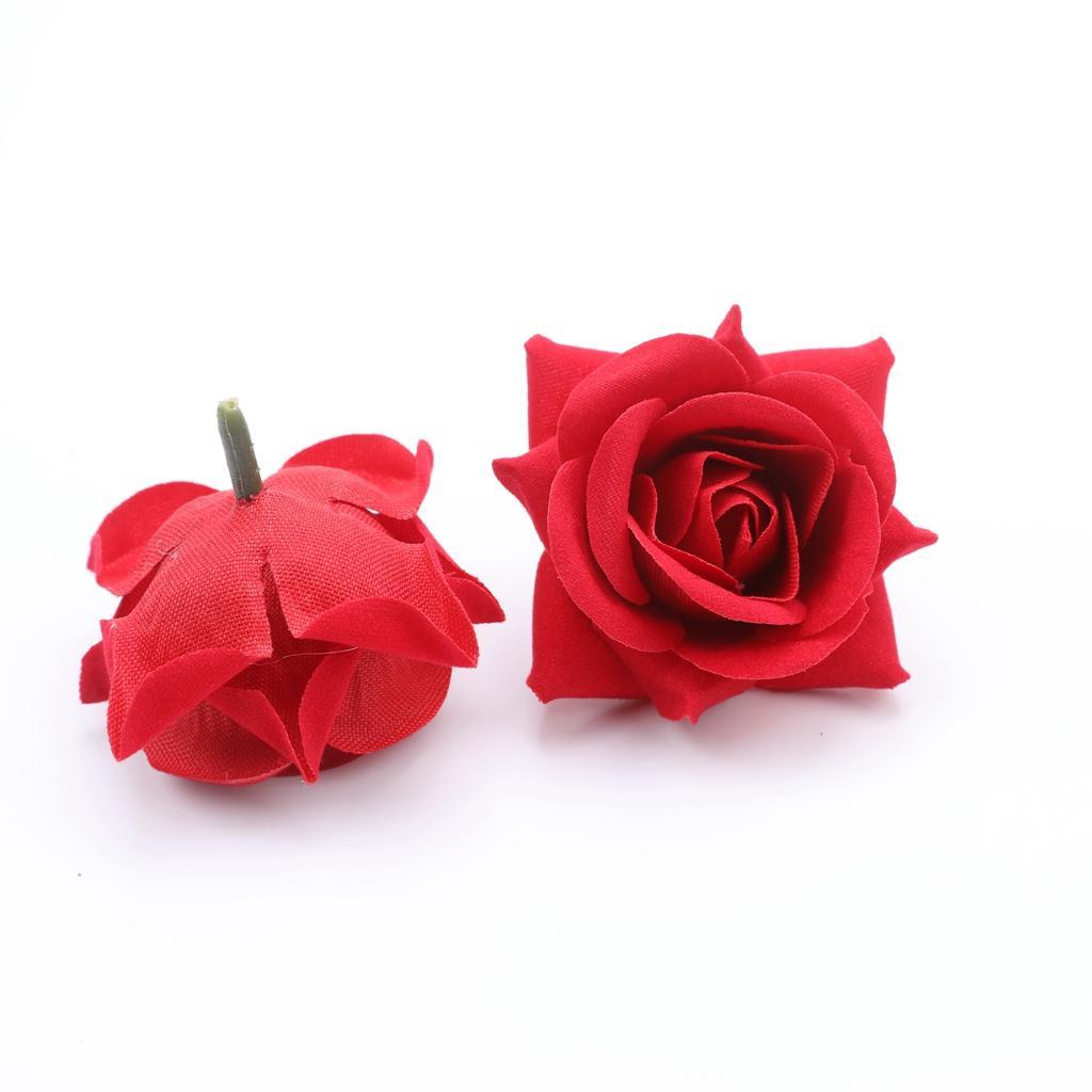 10x Artificial Rose Flower Heads For Wedding Decor, Baby Shower, Craft - Red